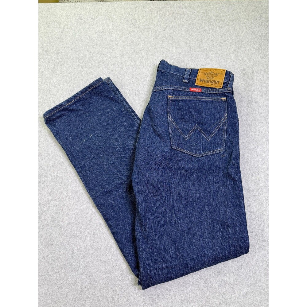 Wrangler Authentic Jeans Men’s 36x32 Dark Blue Classic Fit Straight Leg 100% Cot